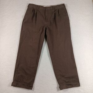 Vintage Brooks Brothers Pants Mens 38x30  Brown Chino Elliot Pleated Cuffed
